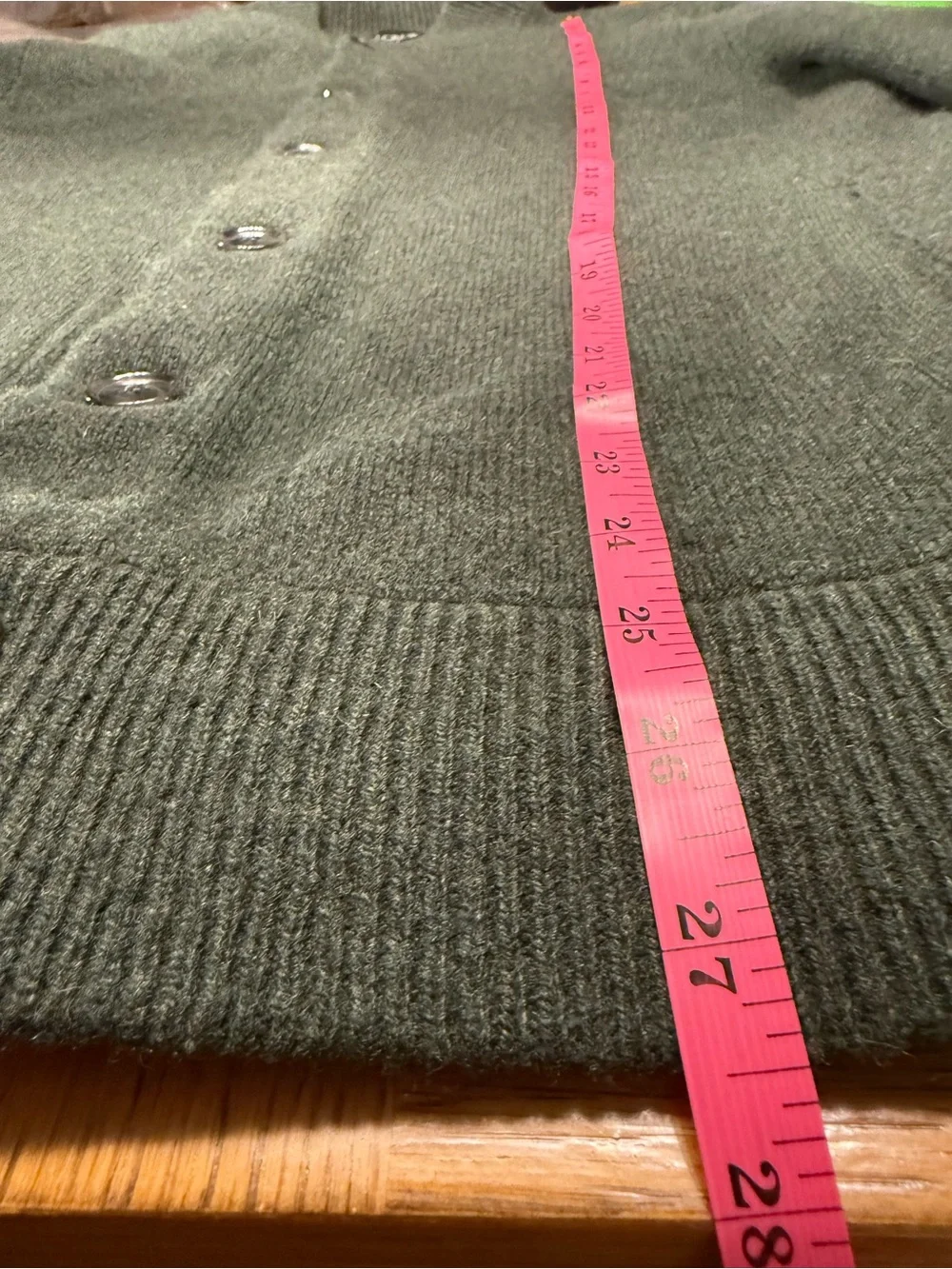 Vintage J Crew Dark Green Button-Front Lambs Wool Women's Sweater Cardigan